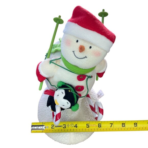 Hallmark Swooshin Duo Animated Musical Light Up Plush Snowman Penguin Skiing Jin - Picture 10 of 16